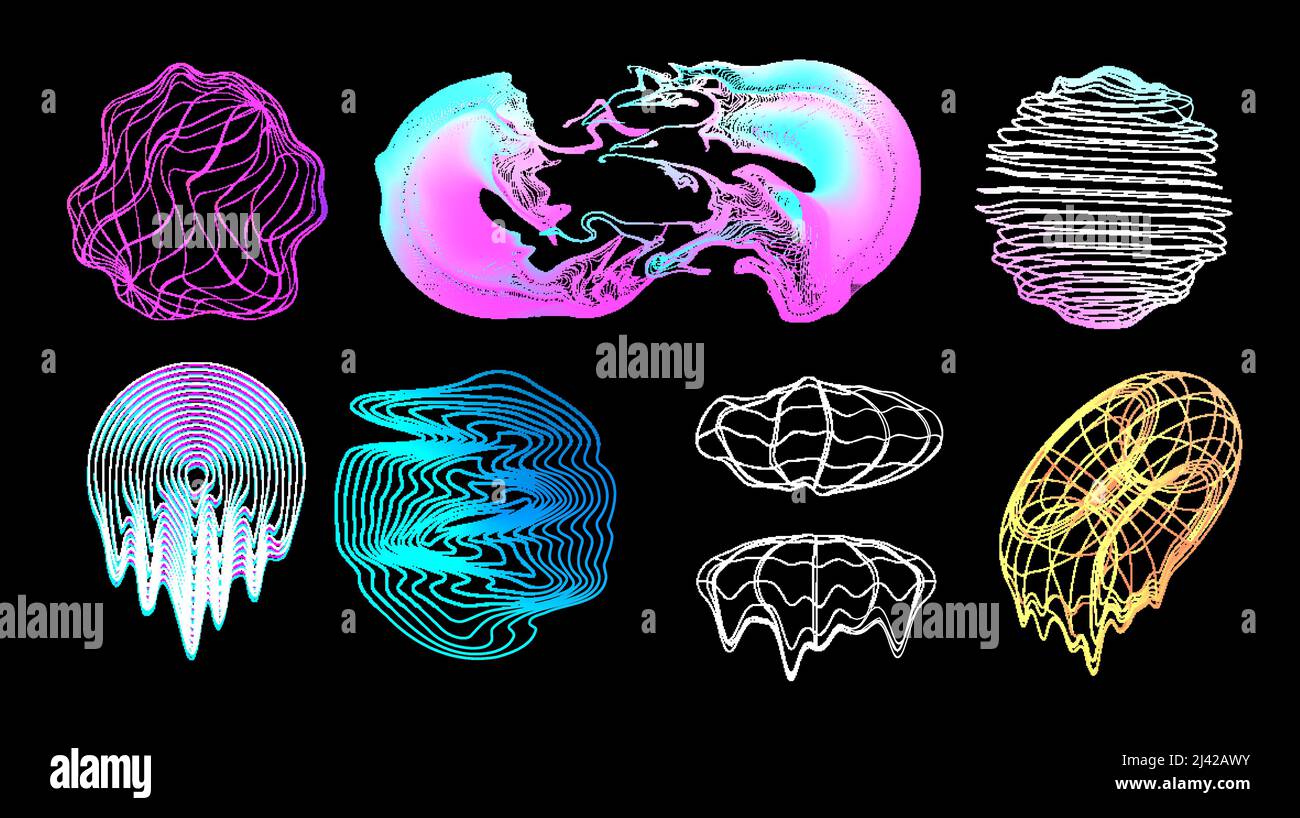 Memphis Elements en 80s-90s. Formes rétrofuturistes tendance Illustration de Vecteur