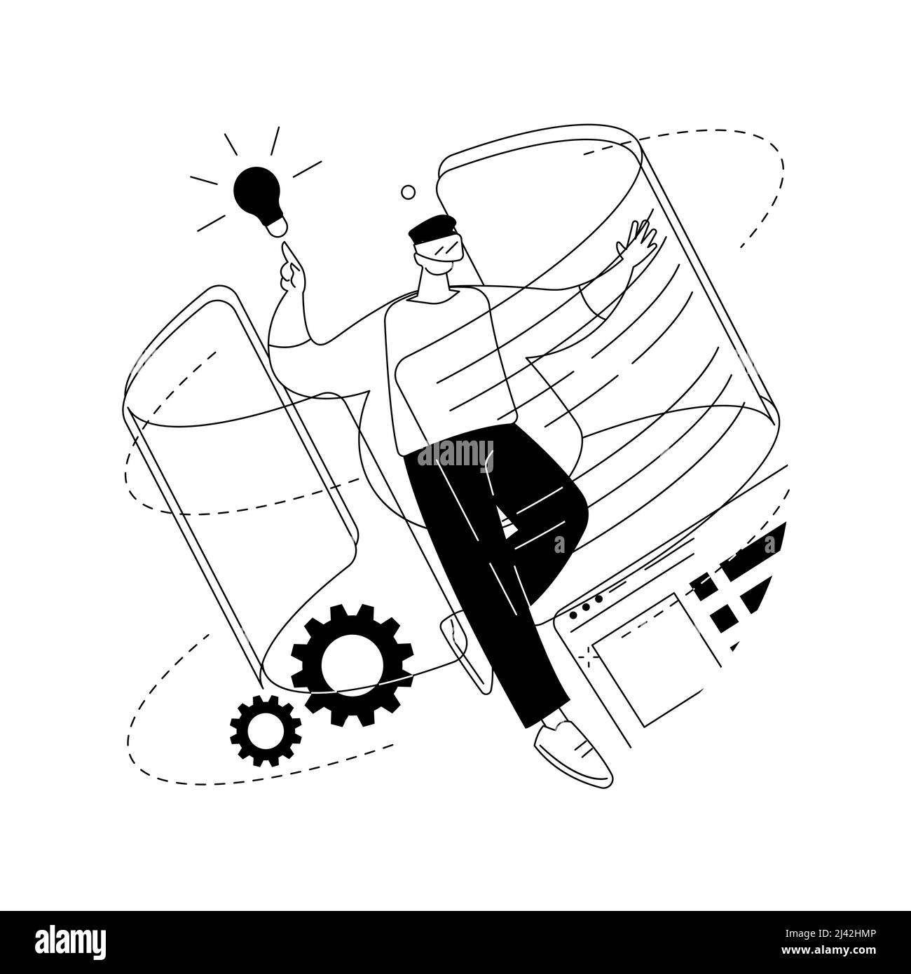 Expérience d'apprentissage interactif illustration abstraite du vecteur de concept. Logiciel de plate-forme d'e-learning, réseautage social, contenu en ligne, homeschooling i Illustration de Vecteur