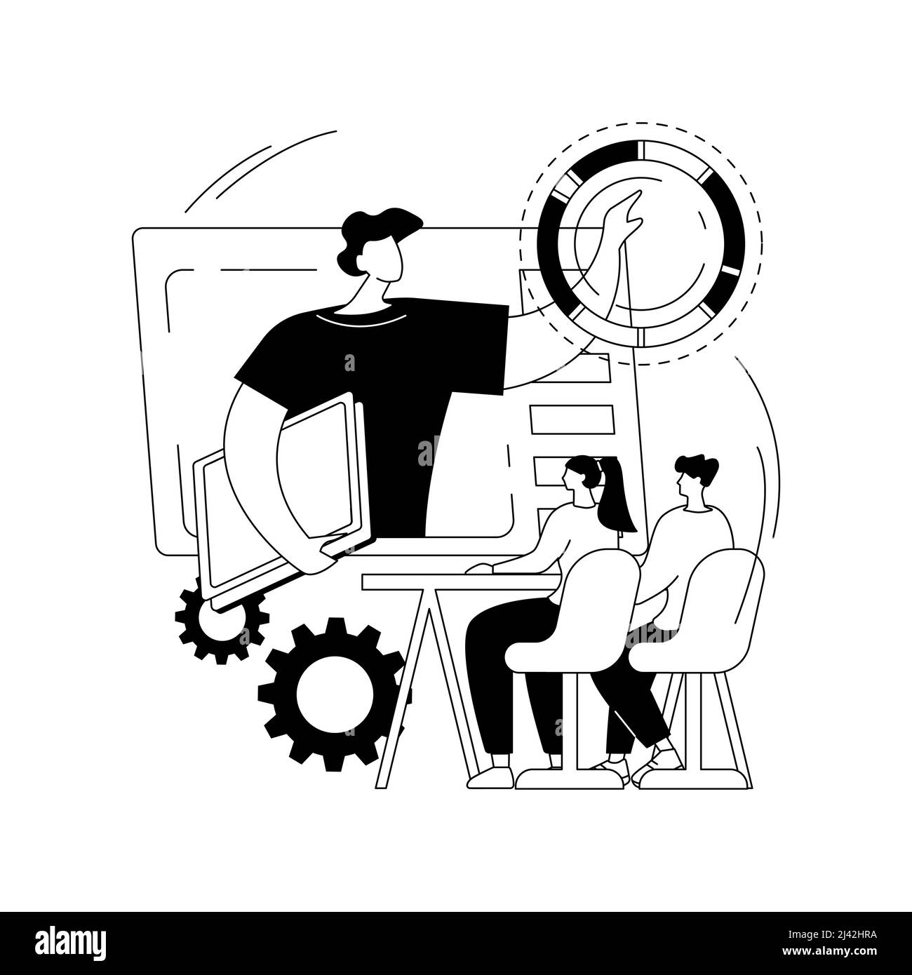 Atelier en ligne résumé illustration du vecteur de concept. Atelier d'apprentissage en ligne, activité collaborative, obtenir un certificat en ligne, formation en ligne gratuite en soi Illustration de Vecteur