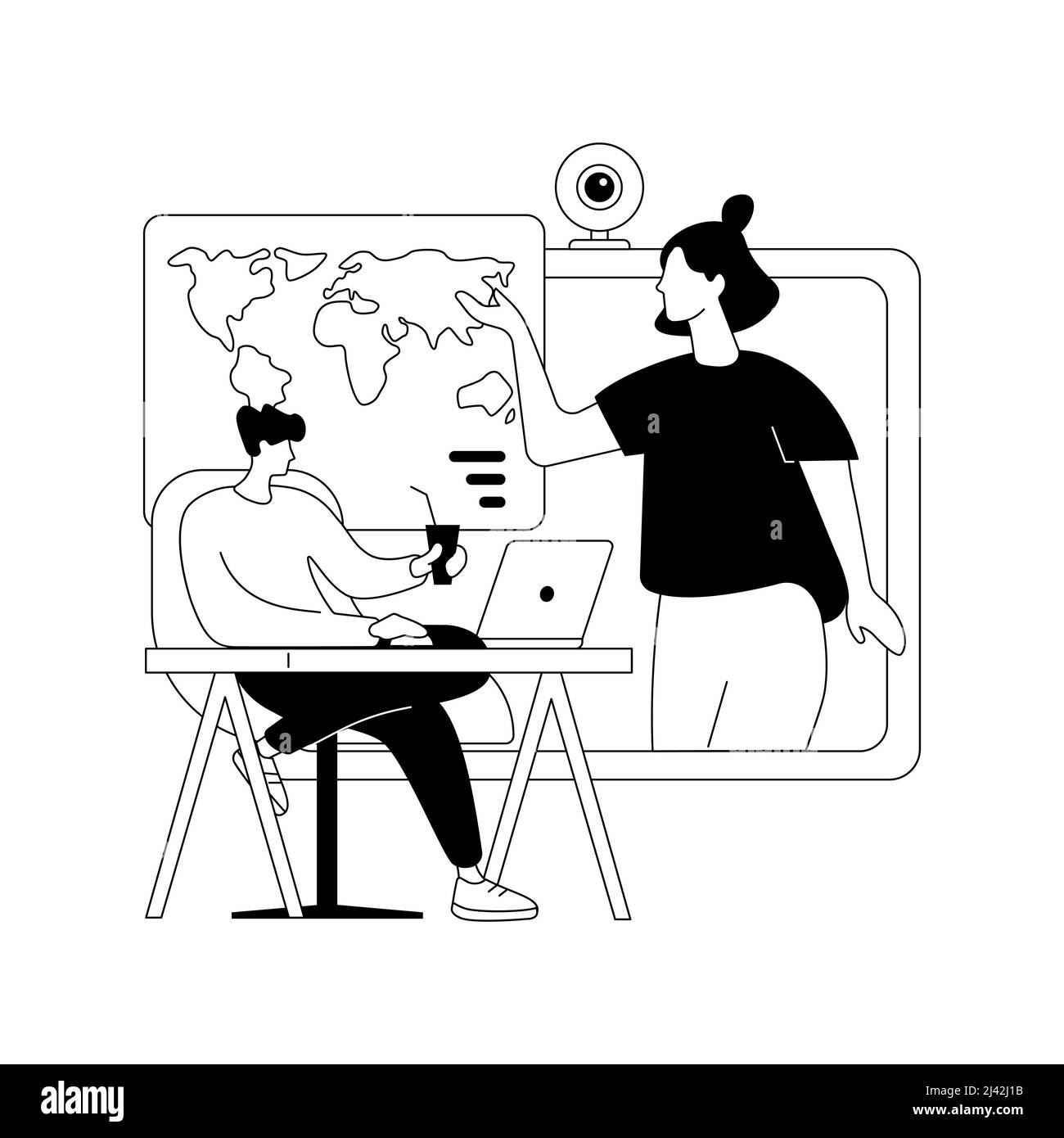 Application de tutorat en ligne et logiciel résumé concept illustration vectorielle. Session de tutorat en ligne, chat vidéo, e-learning en quarantaine, programmation logiciel Illustration de Vecteur