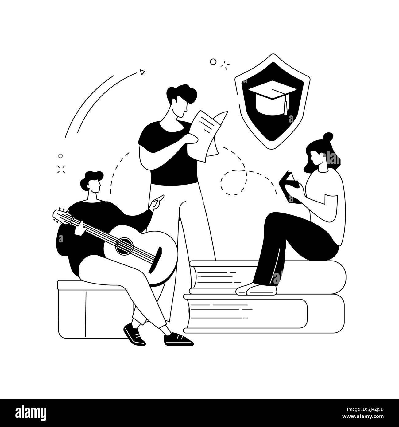 Illustration du vecteur de concept abstrait du club étudiant. Organisation d'étudiants, club d'intérêt universitaire, programme d'activités post-scolaires, association collégiale, Illustration de Vecteur