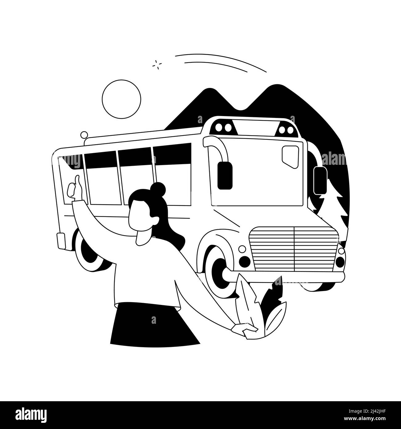 Illustration du vecteur de concept abstrait de déclenchement sur le terrain. Voyage scolaire, excursion pour les élèves, voyage en groupe d'élèves, exploration de la nature, visite d'expérience culturelle, Illustration de Vecteur