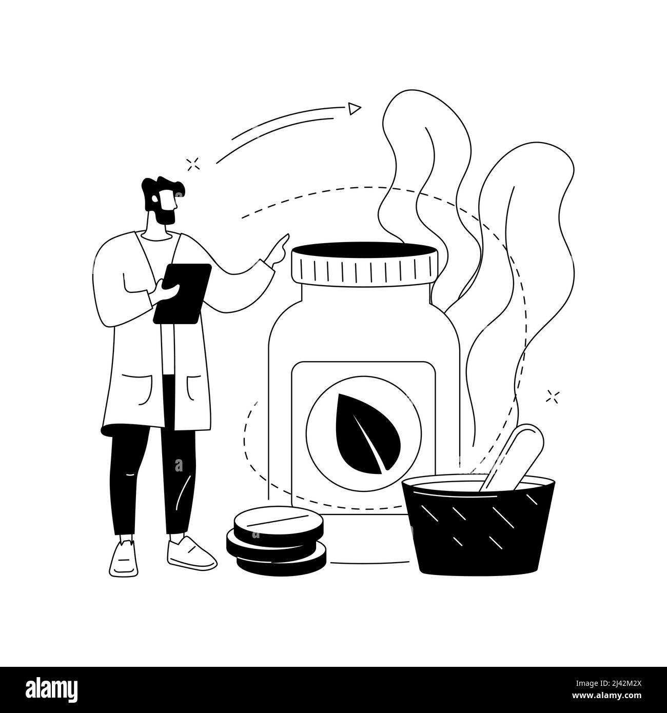 Illustration du vecteur de concept abstrait de l'homéopathie. Médecine homéopathique, traitement alternatif, approche holistique, méthode de l'homéopathie, médicament naturel, natu Illustration de Vecteur