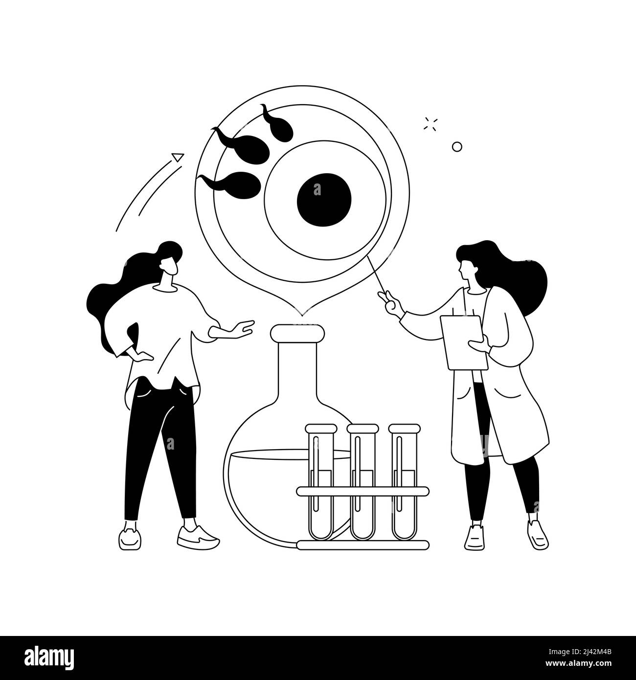 Illustration du vecteur de concept abstrait de fécondation en tube à essai. Tube à essai bébé, fécondation in vitro, boîte de Petri, sélectionneur de plantes, inséminati artificiel Illustration de Vecteur