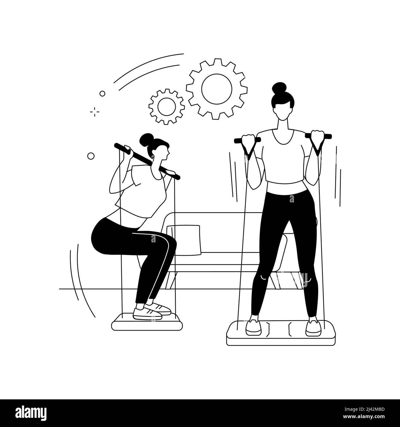 Entraînement portable gym résumé concept illustration vectorielle. Système d'entraînement à la maison pour tout le corps, mode de vie sportif, auto-isolation, exercice de puissance, installation à la maison Illustration de Vecteur