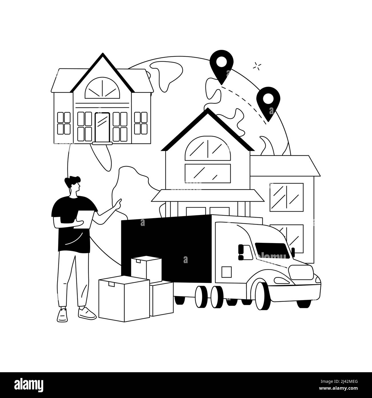 Services de maison de déménagement résumé concept illustration vectorielle. Déménagement porte-à-porte, service de déménageurs, service d'emballage, déménagement, immobilier, expédition Illustration de Vecteur