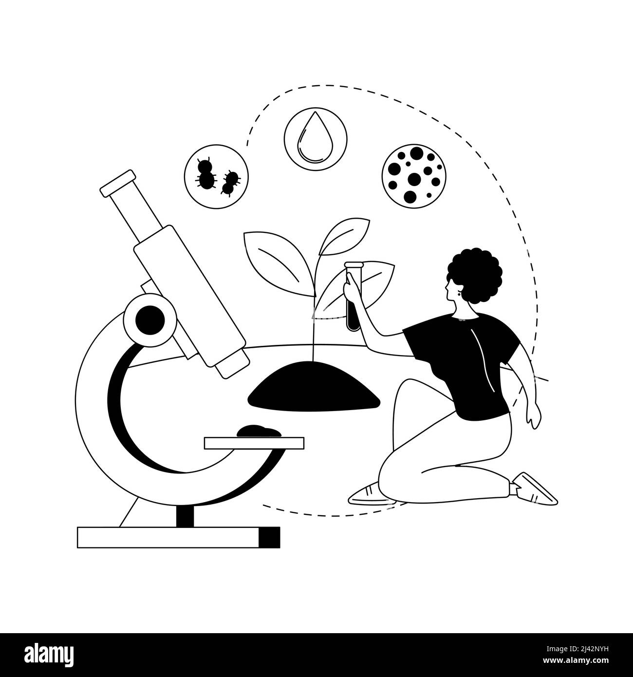 Analyse du sol concept abstrait illustration vectorielle. Analyse agricole, analyse des sols, service de laboratoire, composition organique, évaluation de const Illustration de Vecteur