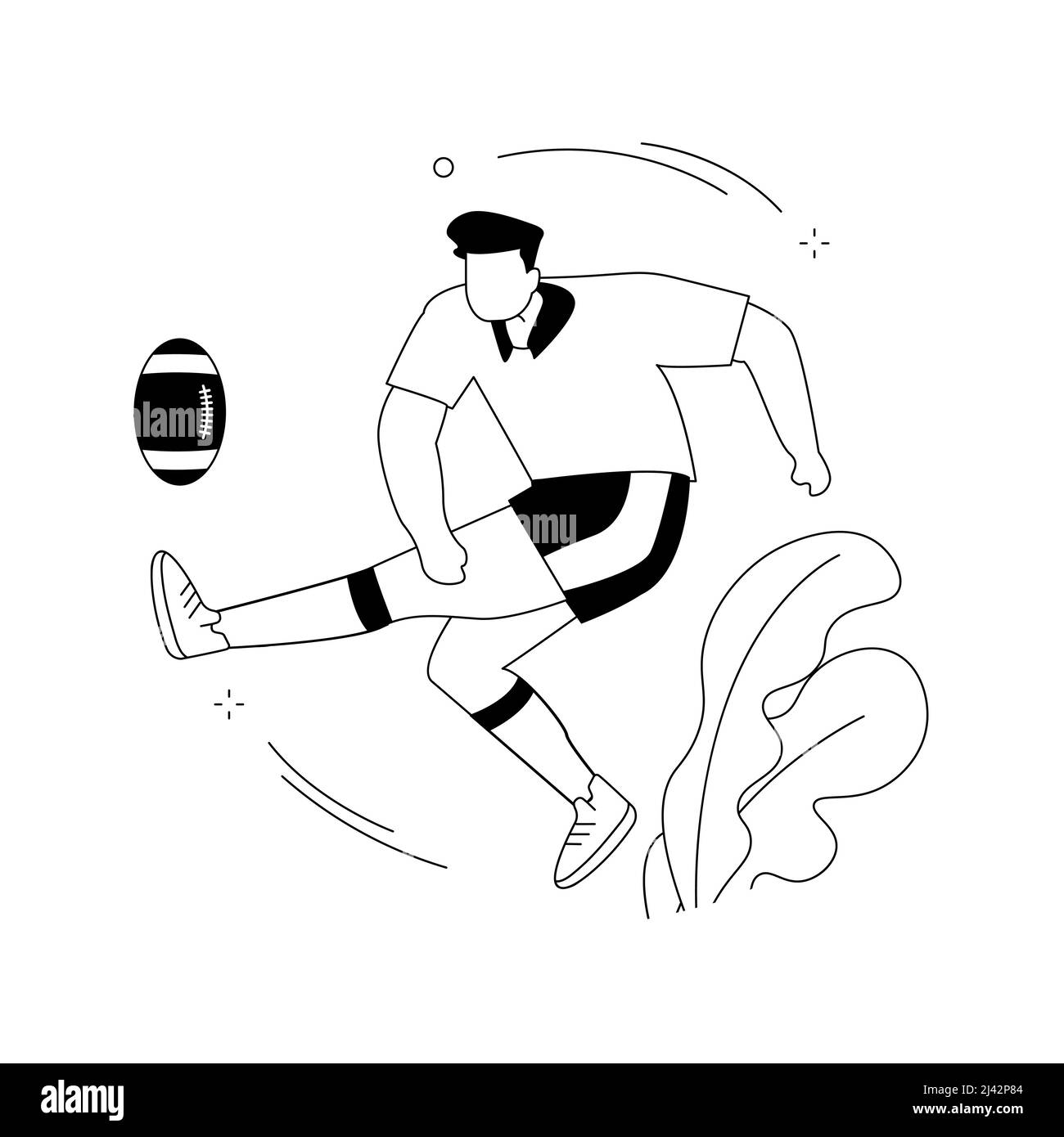 Illustration du vecteur de concept abstrait Rugby.Football américain, joueur professionnel, terrain de jeu, équipement d'entraînement, ballon de match,coupe du monde Illustration de Vecteur