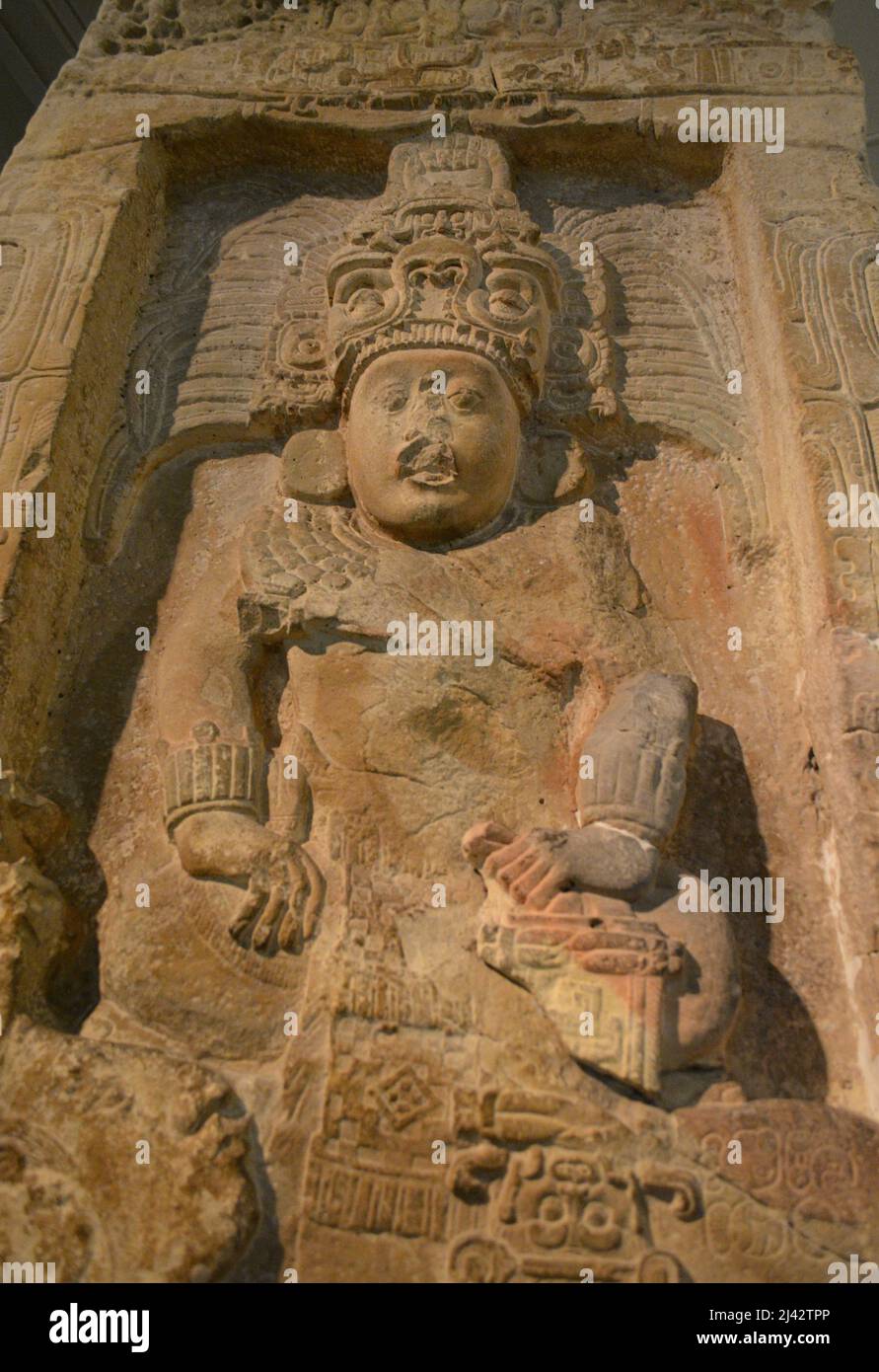 Stela 14 du Piedras Negras Guatemala, musée de l'Université d'État de Pennsylvanie Banque D'Images