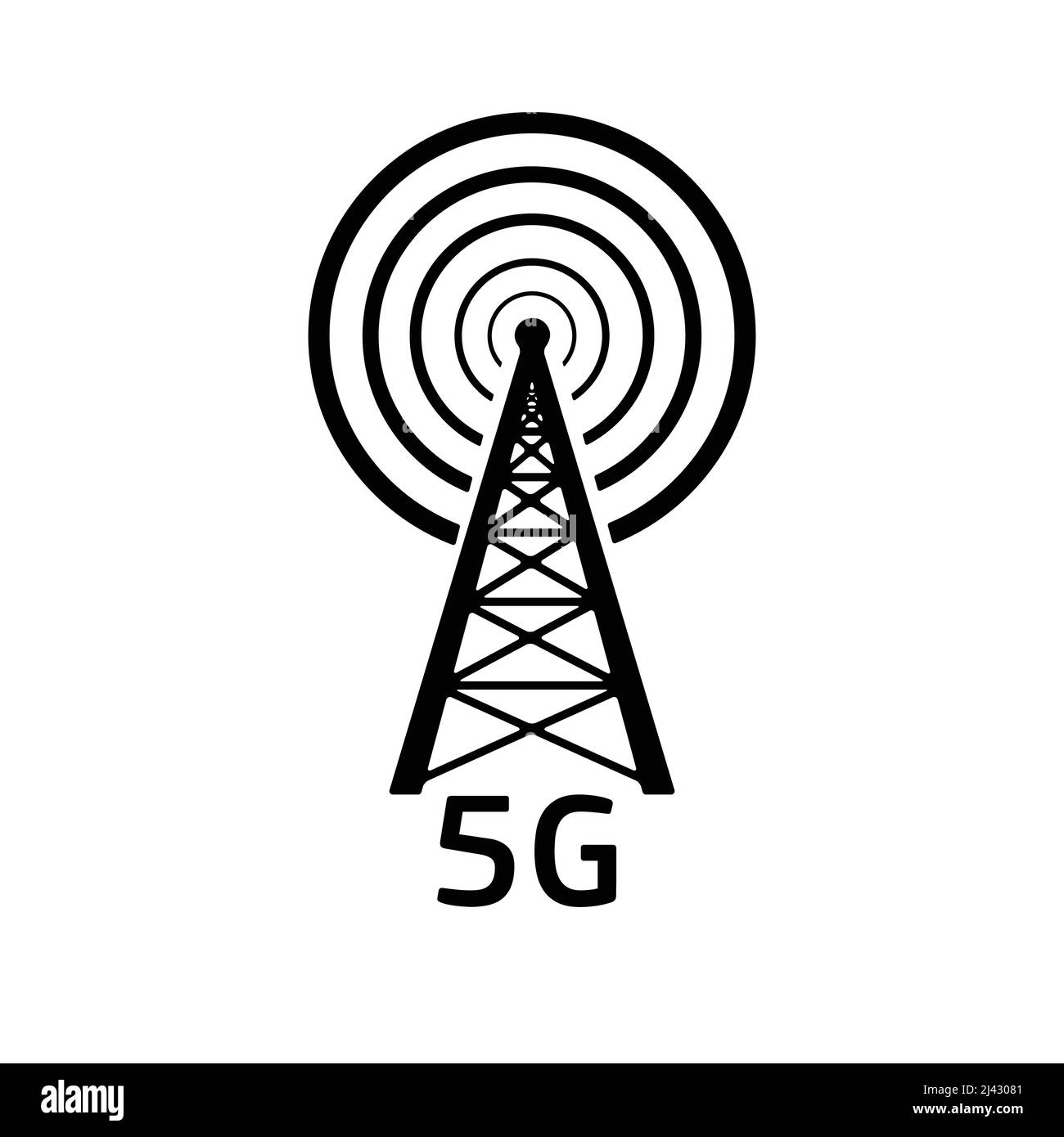 Signal de silhouette de la tour radio Illustration de Vecteur