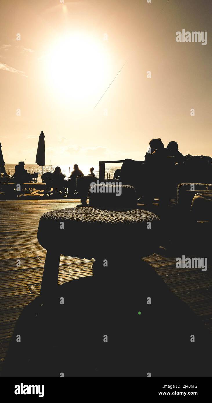 terrasse sur la plage Banque D'Images