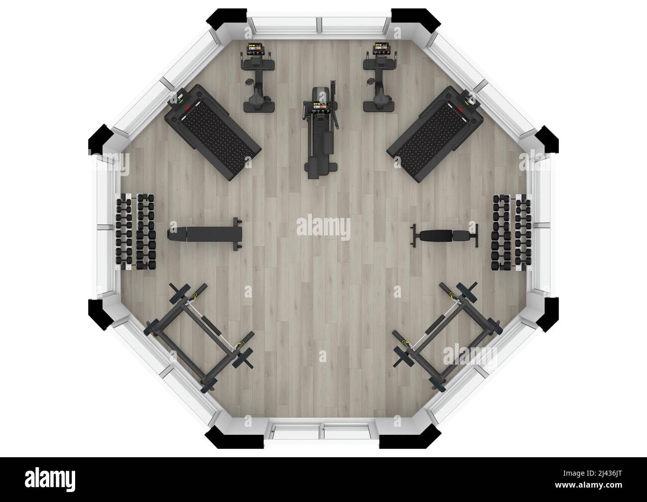 Salle de gym. Illustration du centre de fitness 3D. Fitness. Salle de sport. Centre de fitness. Intérieur de la salle de sport. Banque D'Images