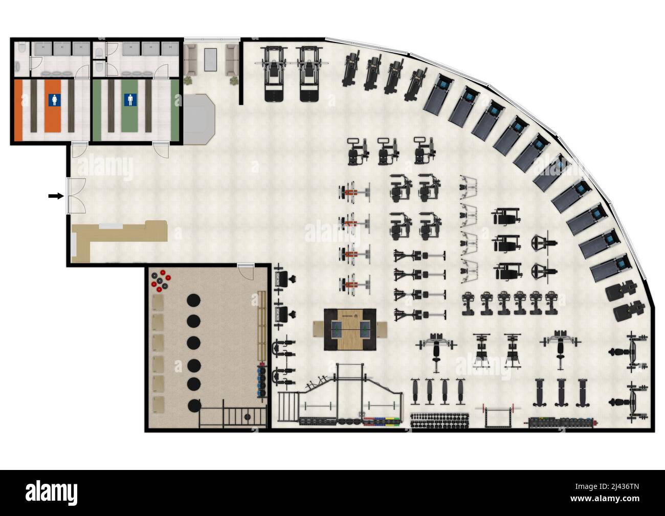 Salle de gym. Illustration du centre de fitness 3D. Fitness. Salle de sport. Centre de fitness. Intérieur de la salle de sport. Banque D'Images