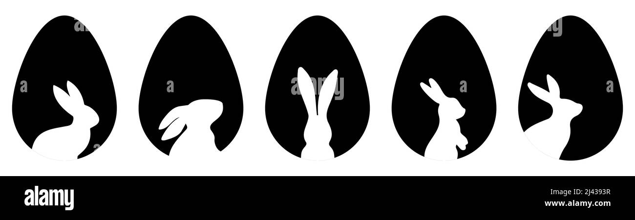 Œufs de Pâques avec silhouette de lapin Illustration de Vecteur