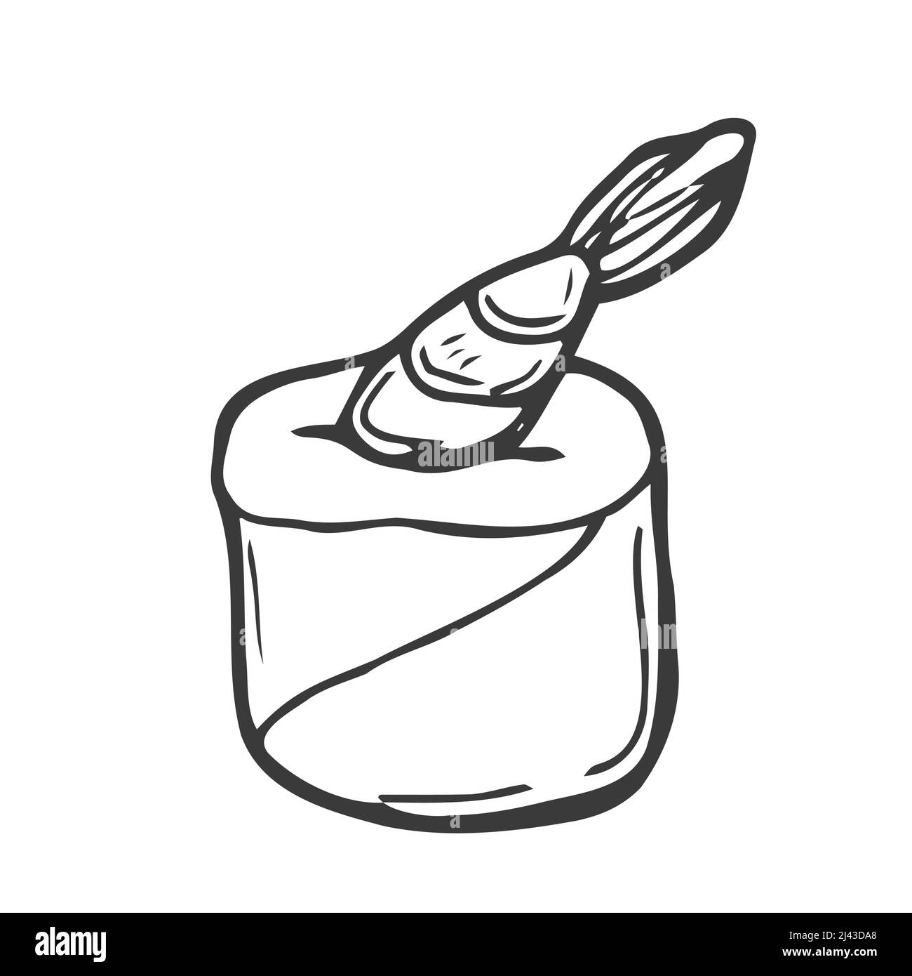 Sushi roulent avec crevettes. Plats de cuisine traditionnelle japonaise - nigiri, temaki, tamago, sashimi, uramaki, futomaki. Dessin vectoriel FreeHand isolé Illustration de Vecteur