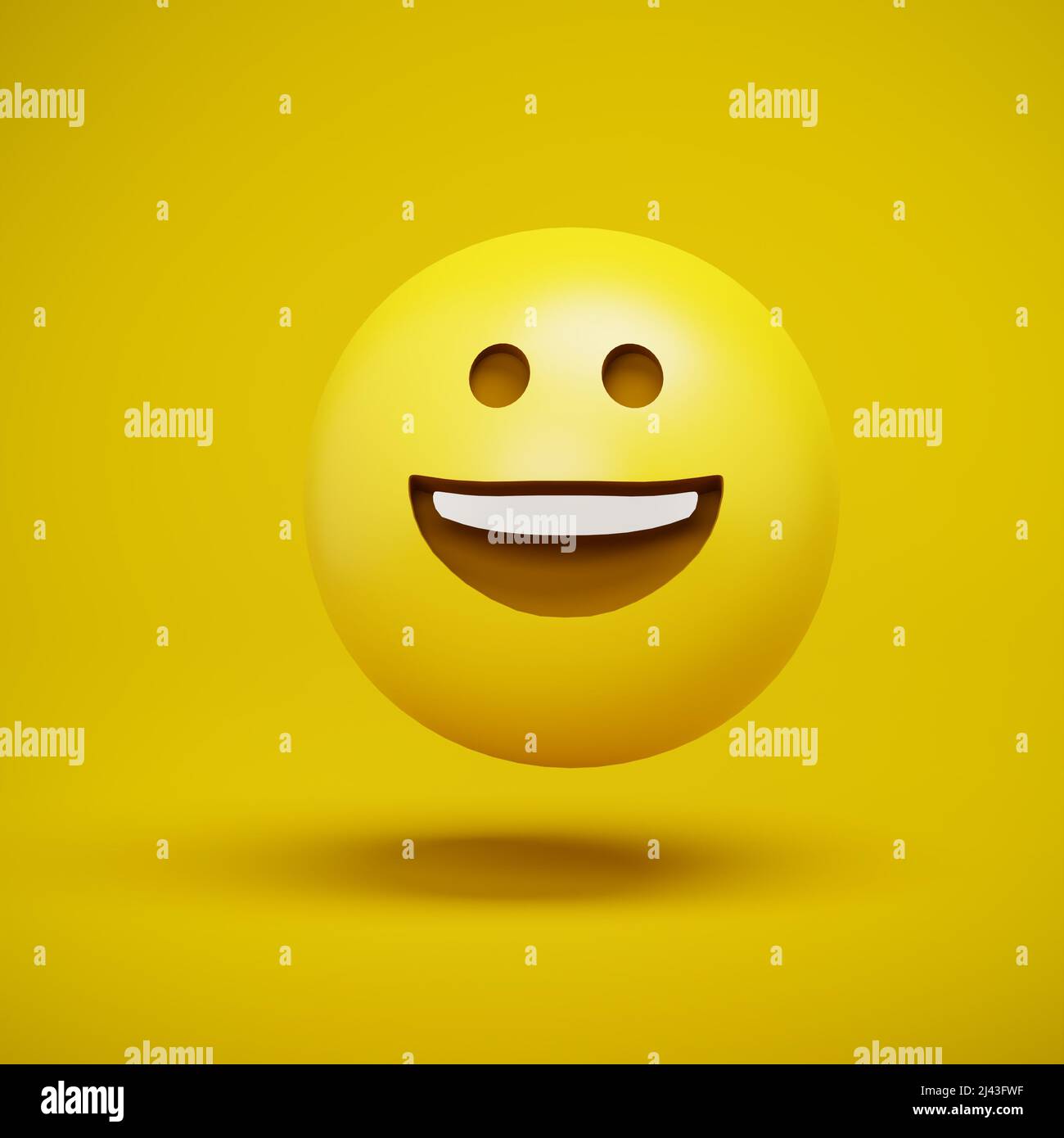 3d rendu d'un large sourire emoji smiley. Banque D'Images