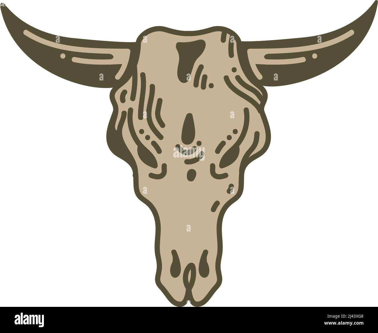 icône de style vintage à tête de vache Illustration de Vecteur