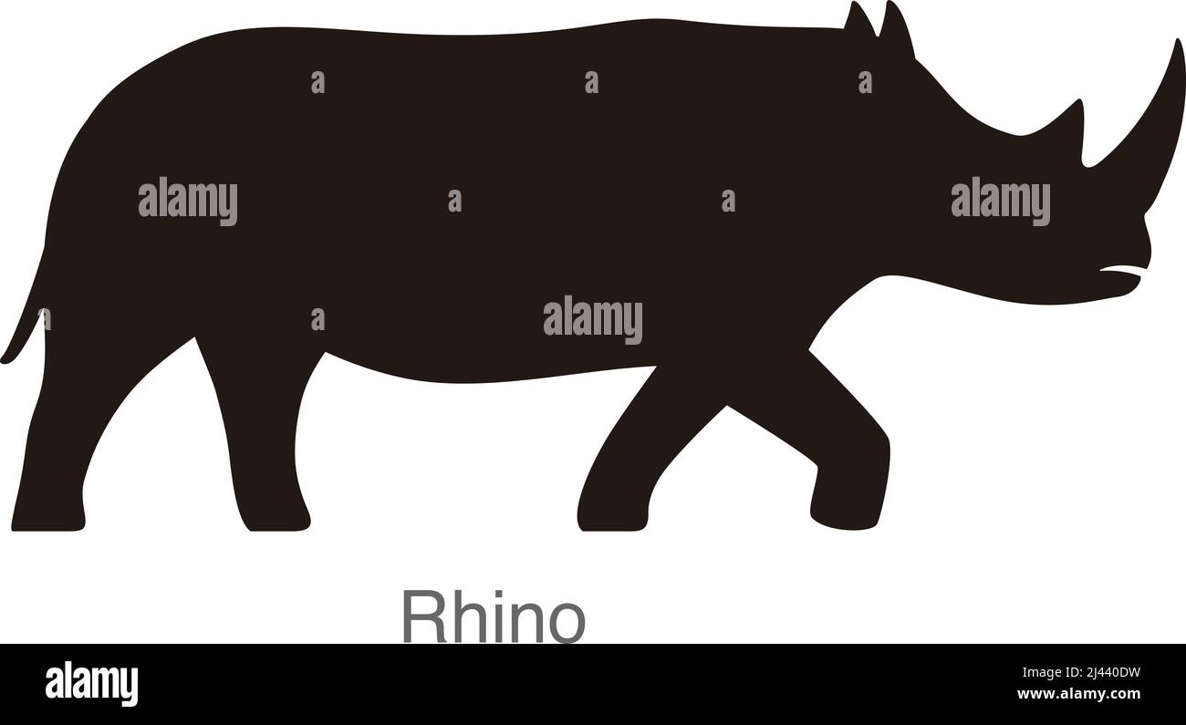 Illustration vectorielle de la conception du corps du rhinocéros gris plat Illustration de Vecteur