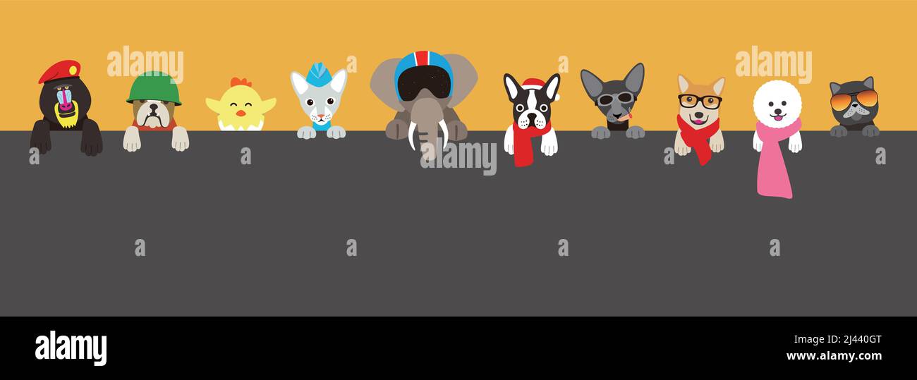 Portrait des animaux, portant quelque chose, style cool, cosplay Illustration de Vecteur