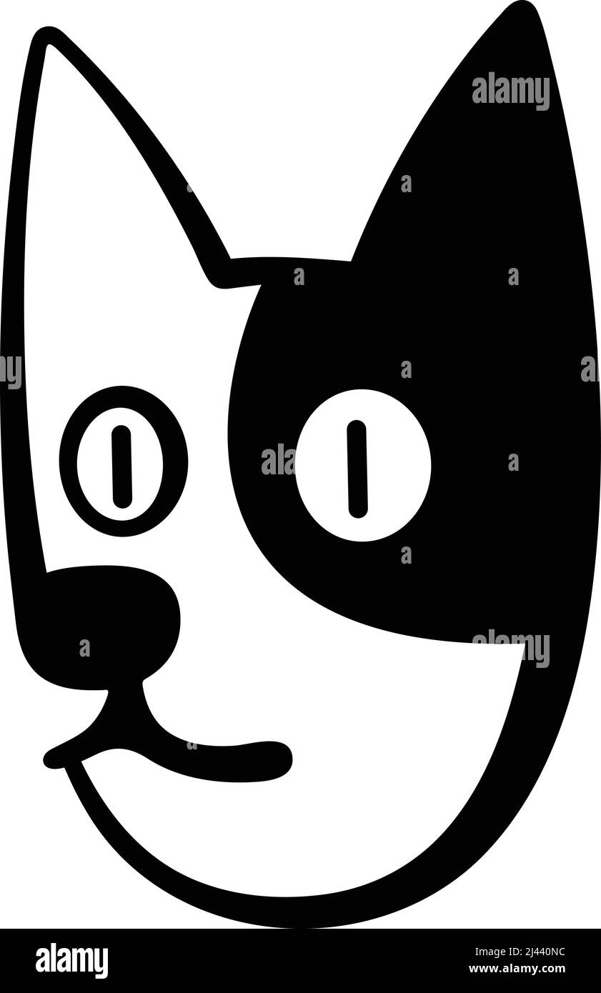 Face de dessin animé de chat, icône de face d'animal plate, illustration vectorielle Illustration de Vecteur