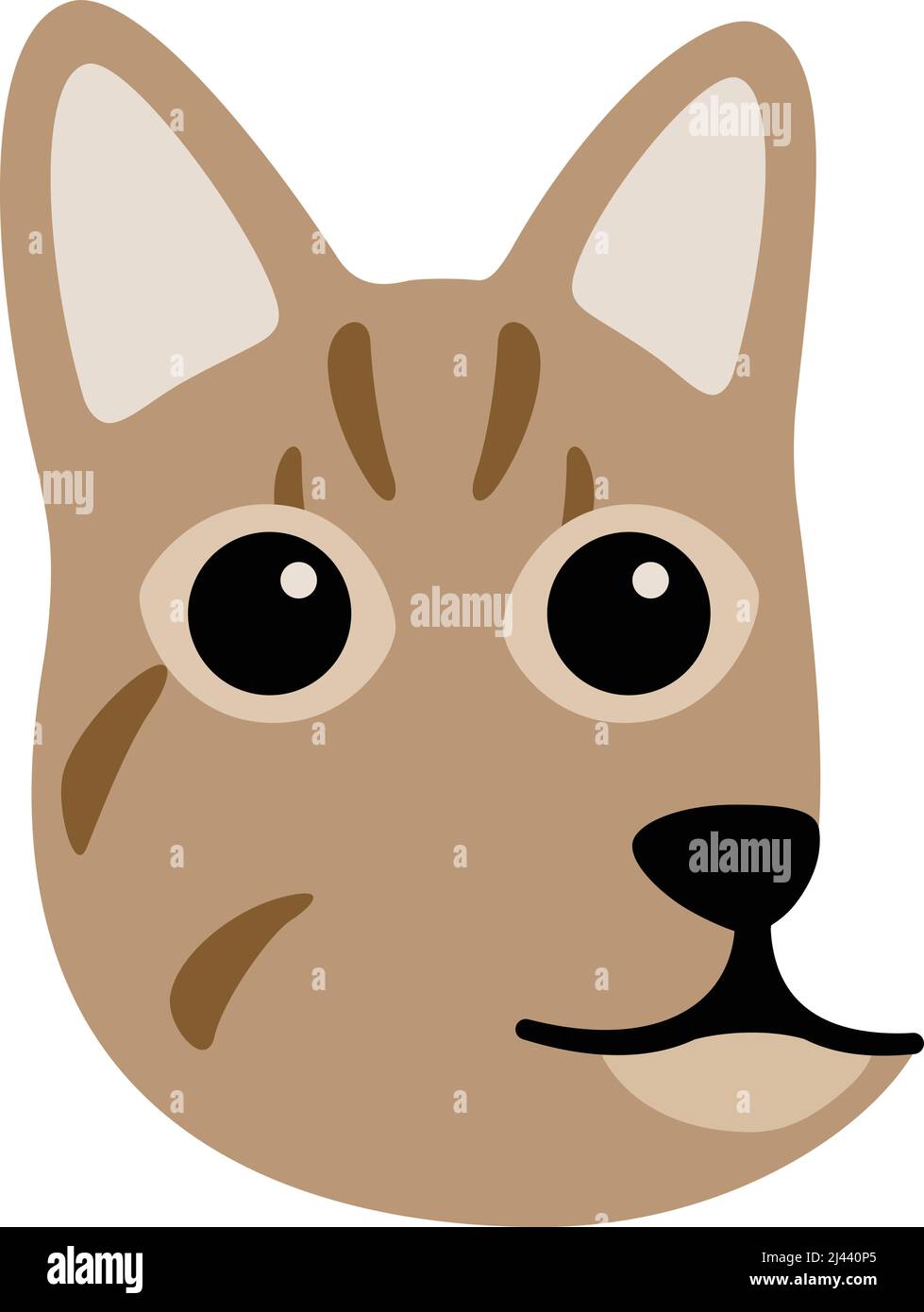 Face de dessin animé de chat, icône de face d'animal plate, illustration vectorielle Illustration de Vecteur