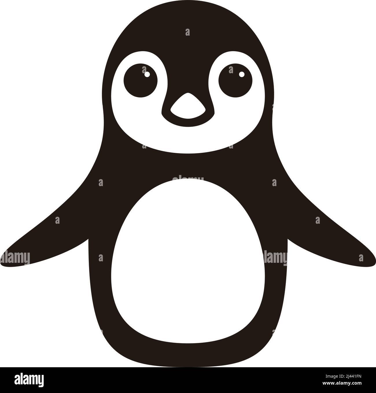 Bébé pingouin debout au sol, en regardant la caméra Illustration de Vecteur