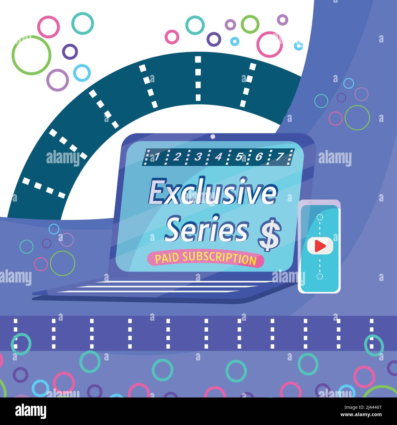 Image de concept de service de streaming Homme sur table avec contrôle tv Vector Illustration de Vecteur