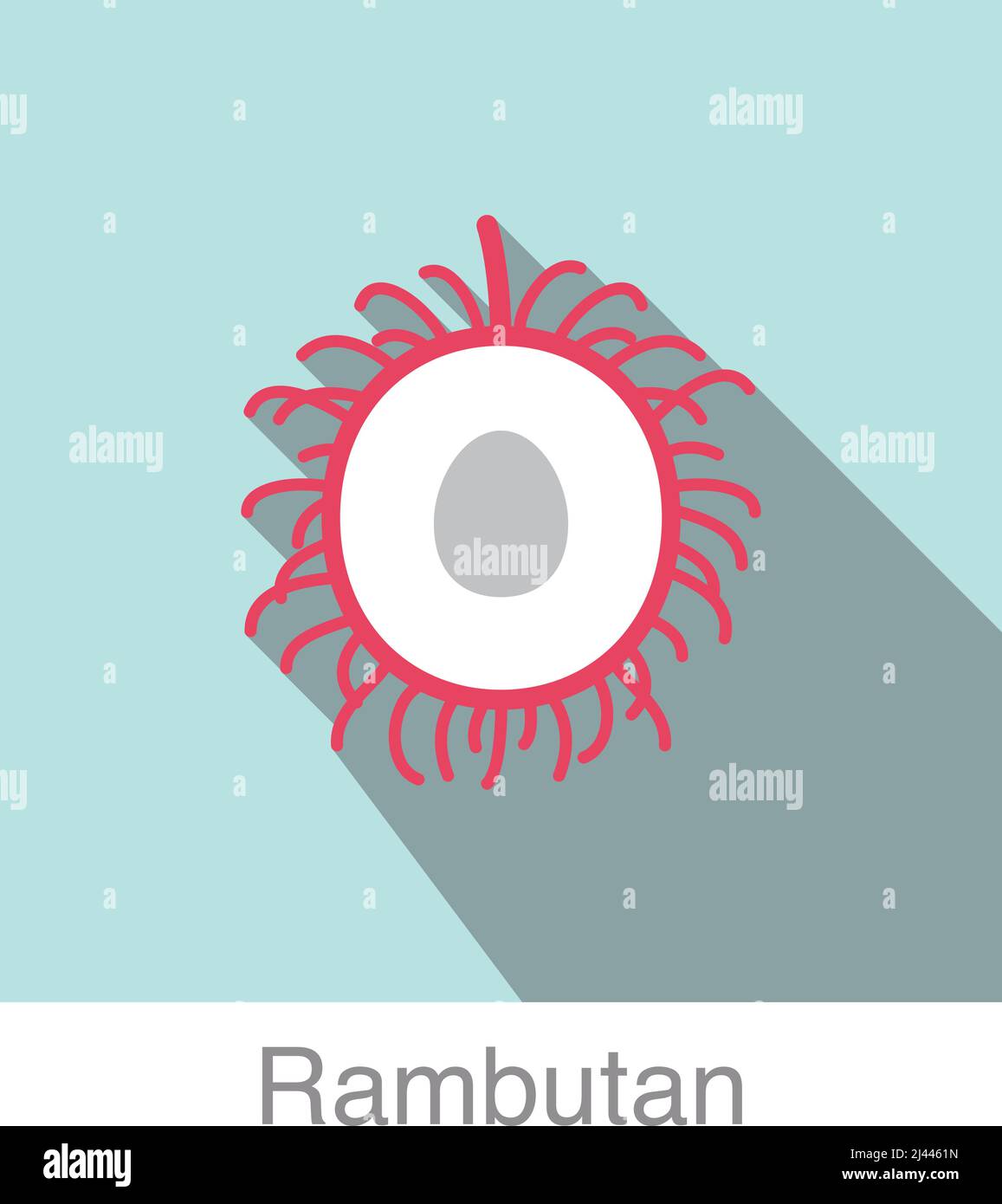 Rambutan fruit plat icône, illustration vectorielle Illustration de Vecteur