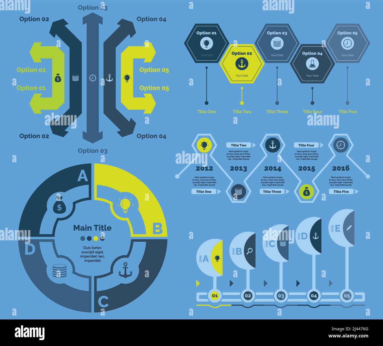 L'ensemble de conception d'infographies peut être utilisé pour la mise en page du flux de travail, le diagramme, le rapport annuel, la présentation, la conception Web. Concept d'entreprise et de recrutement avec proces Illustration de Vecteur