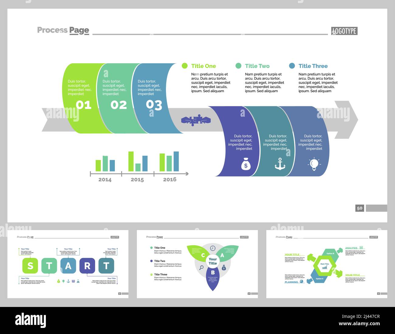 L'ensemble de conception d'infographies peut être utilisé pour la mise en page du flux de travail, le diagramme, le rapport annuel, la présentation, la conception Web. Concept d'affaires et de planification avec processus c Illustration de Vecteur
