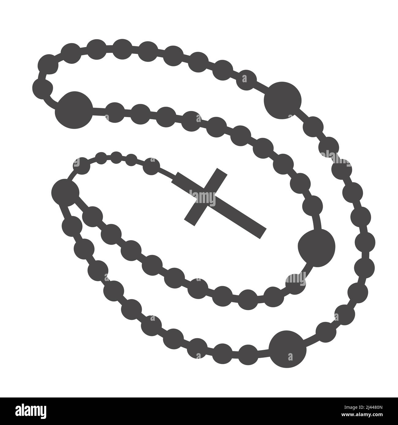 Silhouette de perles Rosary.Bijoux de prière pour la méditation.Chapelet catholique avec croix.Symbole de religion.Illustration vectorielle. Illustration de Vecteur