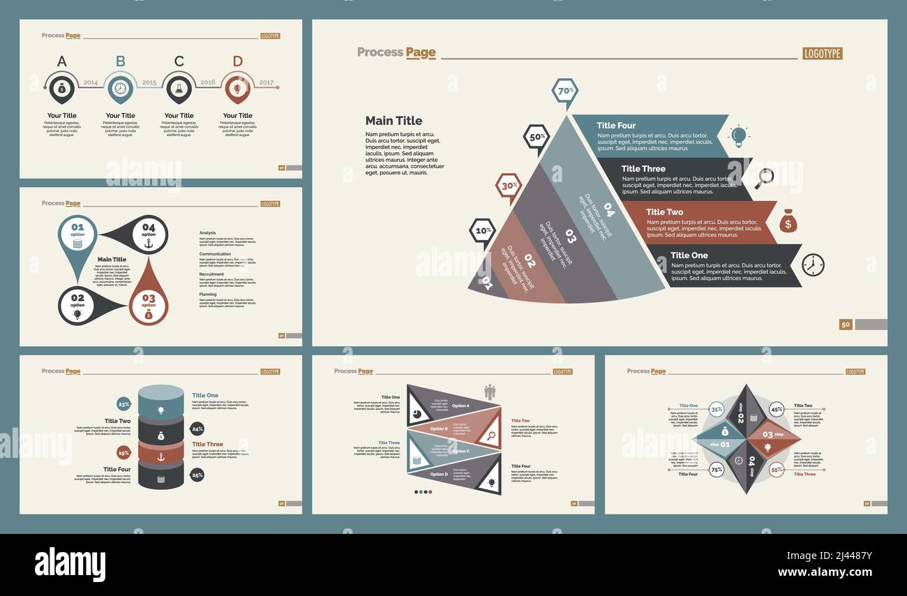 L'ensemble de conception d'infographies peut être utilisé pour la mise en page du flux de travail, le diagramme, le rapport annuel, la présentation, la conception Web. Concept commercial et financier avec processus an Illustration de Vecteur