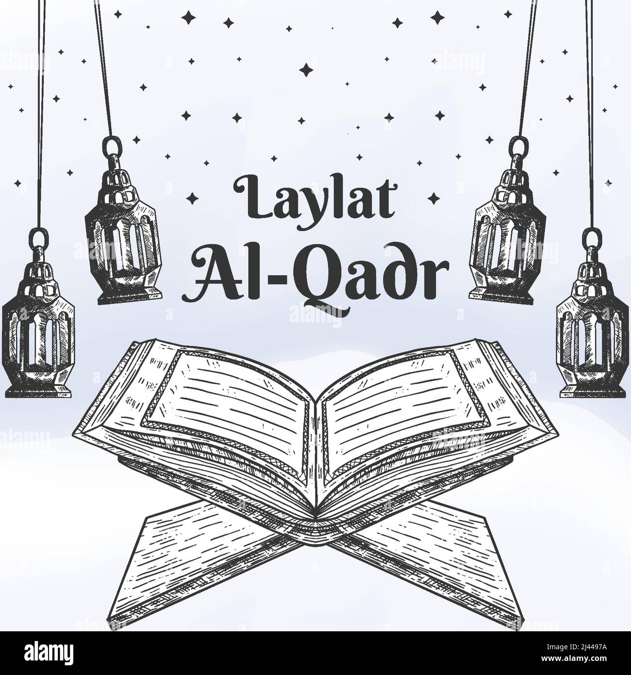 dessin d'illustration laylat al-qadr dessiné à la main Illustration de Vecteur