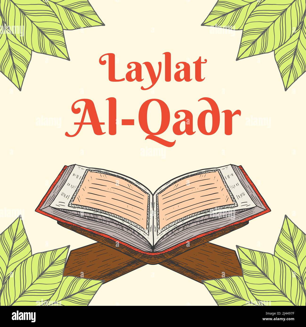 message d'accueil pour illustration laylat al-qadr dessiné à la main Illustration de Vecteur