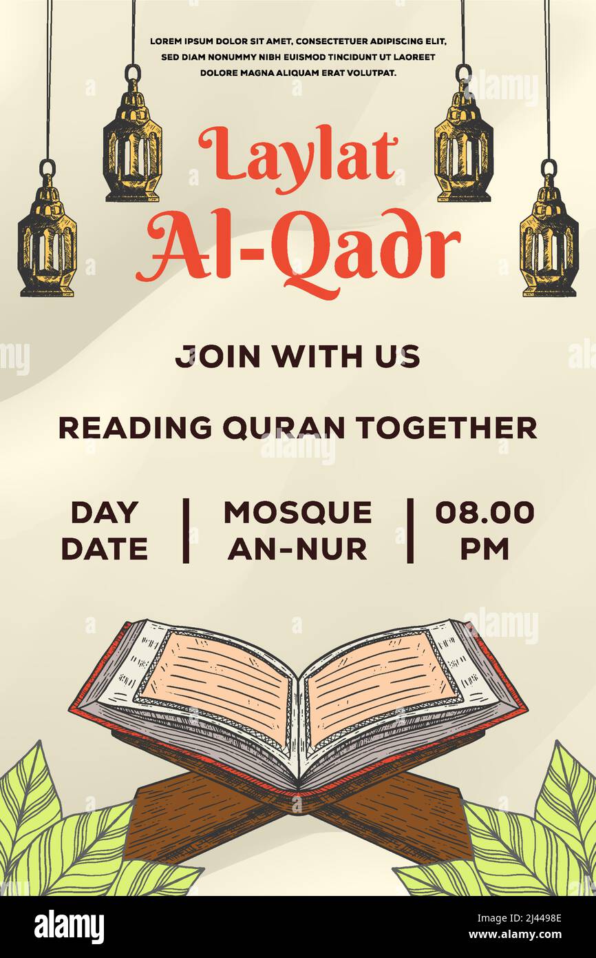 modèle d'affiche de bannière verticale laylat al-qadr Illustration de Vecteur