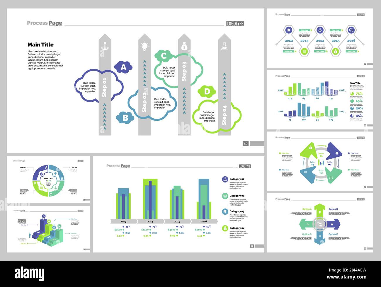 L'ensemble de conception d'infographies peut être utilisé pour la mise en page du flux de travail, le diagramme, le rapport annuel, la présentation, la conception Web. Concept commercial et d'analyse avec processus, Illustration de Vecteur