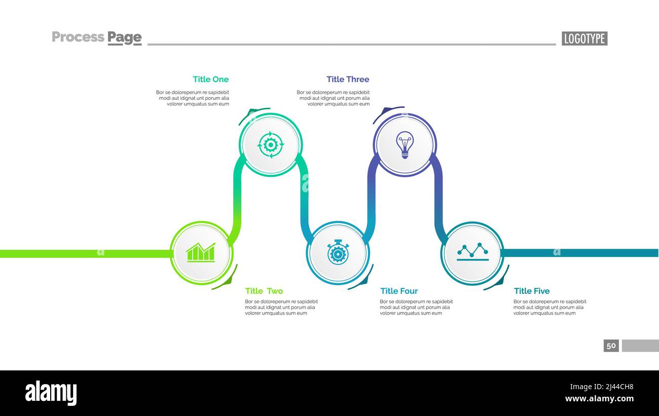 Modèle de diapositive de diagramme de processus. Données d'entreprise. Graphique, diagramme, conception. Concept créatif pour l'infographie, la présentation, le rapport. Peut être utilisé pour les rubriques Illustration de Vecteur