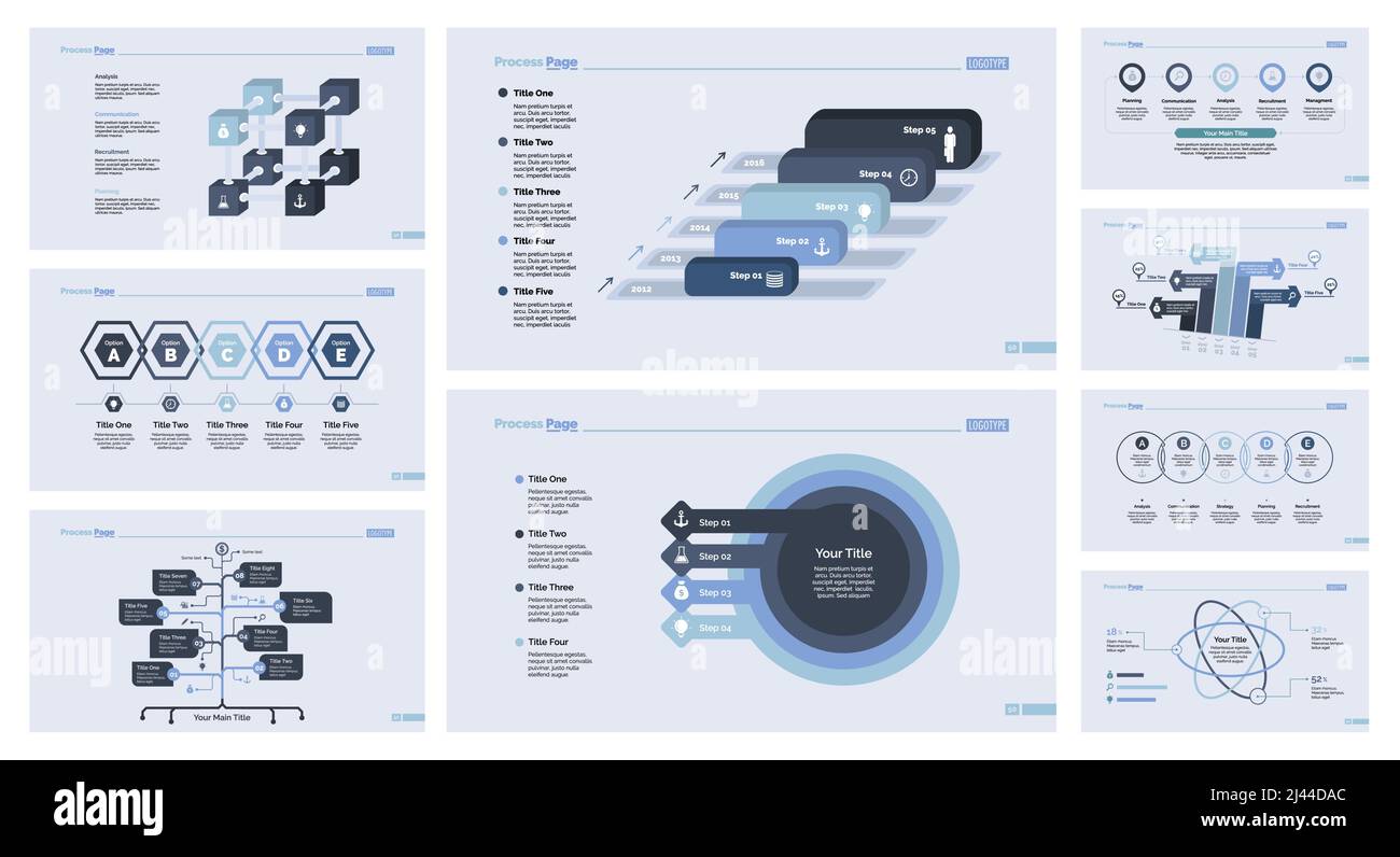 Le kit marketing peut être utilisé pour la mise en page, la gestion et le rapport du flux de travail. Concept d'éducation aux entreprises avec des étapes, des processus et des organigrammes Illustration de Vecteur