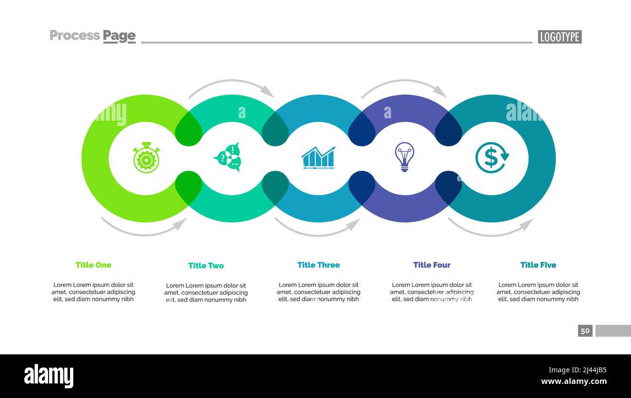 Diagramme de cycle avec cinq éléments. Infographies circulaires, diagramme de processus, mise en page. Concept créatif pour la présentation, le projet, le rapport. Peut être utilisé pour à Illustration de Vecteur
