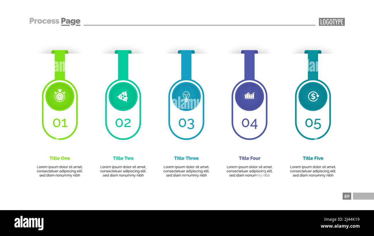 Diagramme d'infographie des cinq options. Graphique par étapes, graphique par options, mise en page. Concept créatif pour l'infographique, la présentation, le projet, le rapport. Peut être utilisé pour Illustration de Vecteur