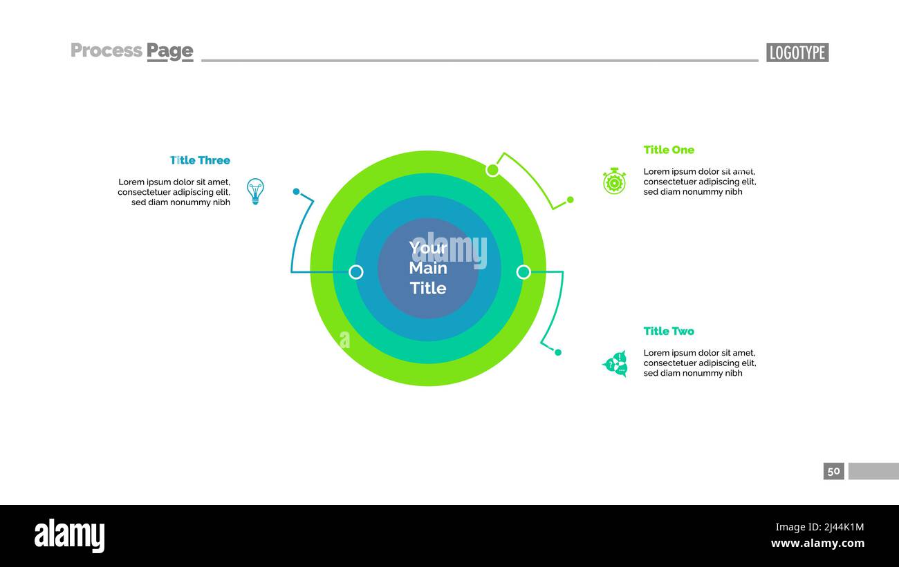 Diagramme en anneau avec trois éléments. Diagramme, modèle, mise en page. Concept créatif pour l'infographique, la présentation, le projet, le rapport. Peut être utilisé pour topi Illustration de Vecteur