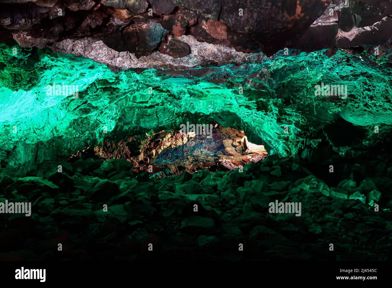 Höhle Atlantis-tunnel, Jameos del Agua, gestaltet von César Manrique, Lanzarote, Kanarische Inseln, Espagnol Banque D'Images