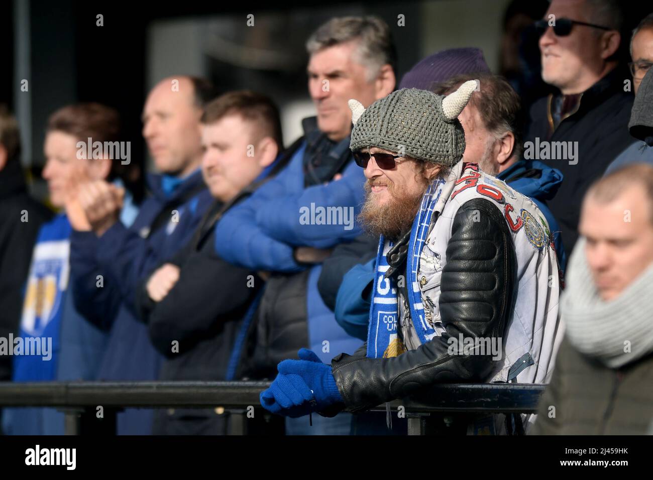 Colchester United fans - Harrogate Town / Colchester United, Sky Bet League Two, GNC Stadium, Harrogate, Royaume-Uni - 2nd avril 2022 usage éditorial exclusif - restrictions DataCo applicables Banque D'Images