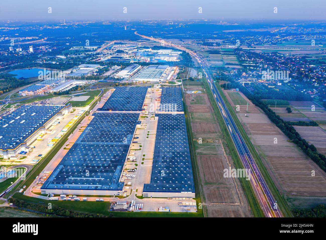 Un gros plan de l'entrepôt d'une entreprise logistique. Banque D'Images
