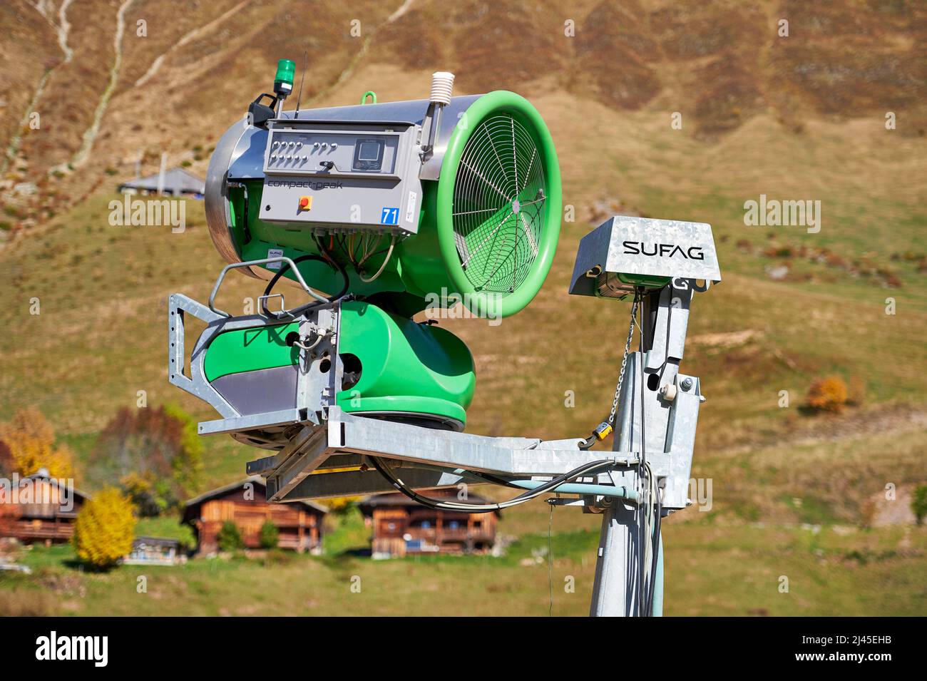 Le Grand-Bornand (Alpes françaises, centre-est de la France): Pistolet à neige *** Légende locale *** Banque D'Images