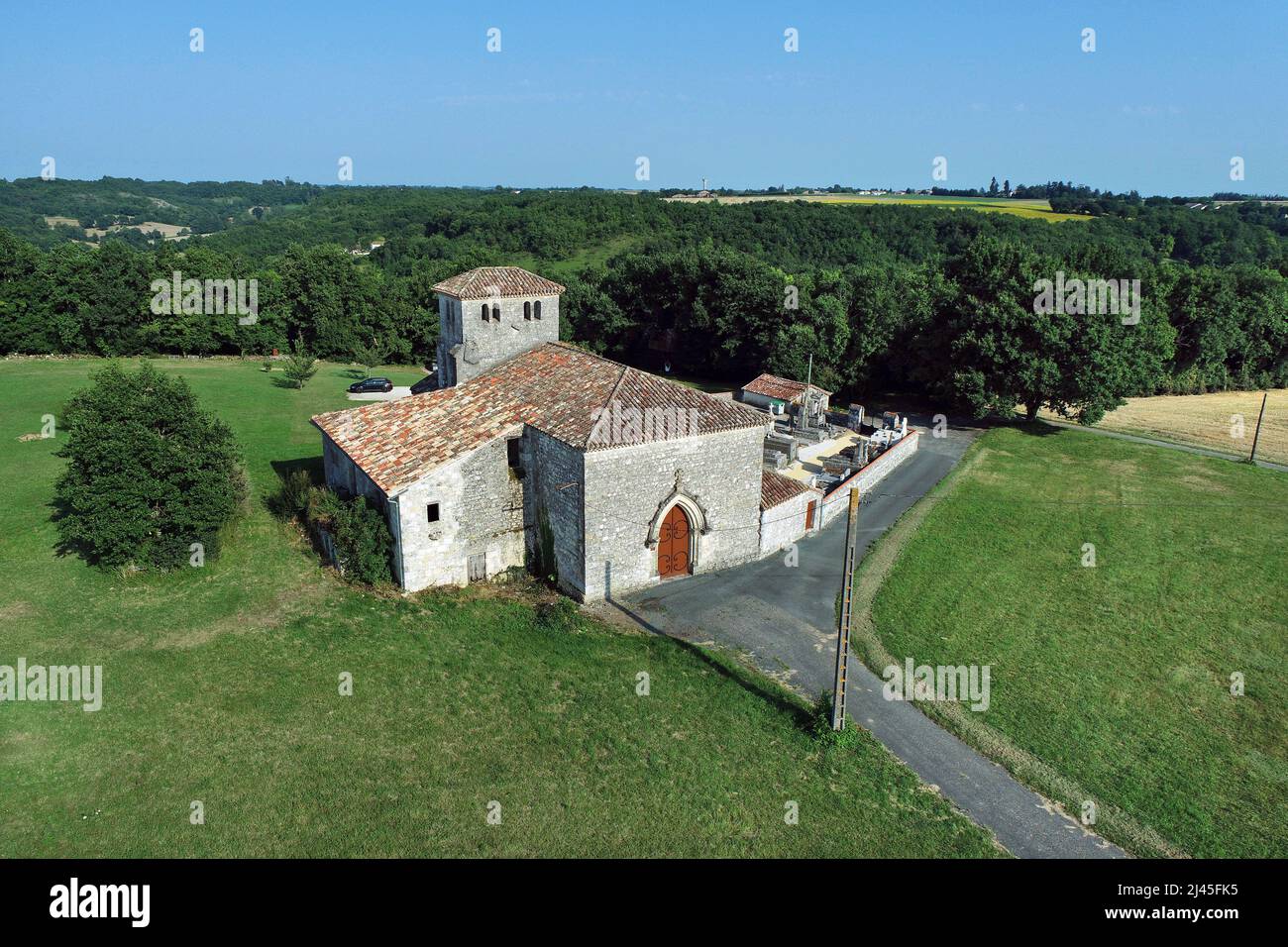 Cassignas (sud-ouest de la France) : l'église Banque D'Images