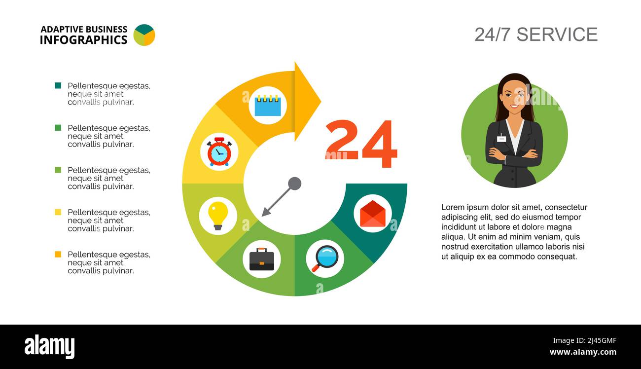 Graphique à secteurs. Diagramme d'horloge, diagramme de processus, mise en page. Concept créatif pour l'infographique, la présentation, le projet. Peut être utilisé pour des sujets tels que les affaires, marke Illustration de Vecteur