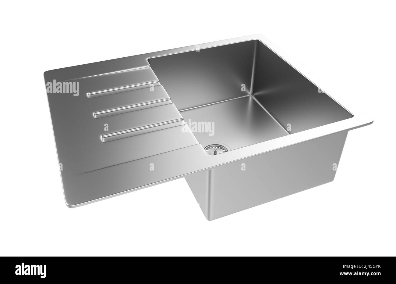 Évier de cuisine isolé sur fond blanc, 3D rendu. Banque D'Images