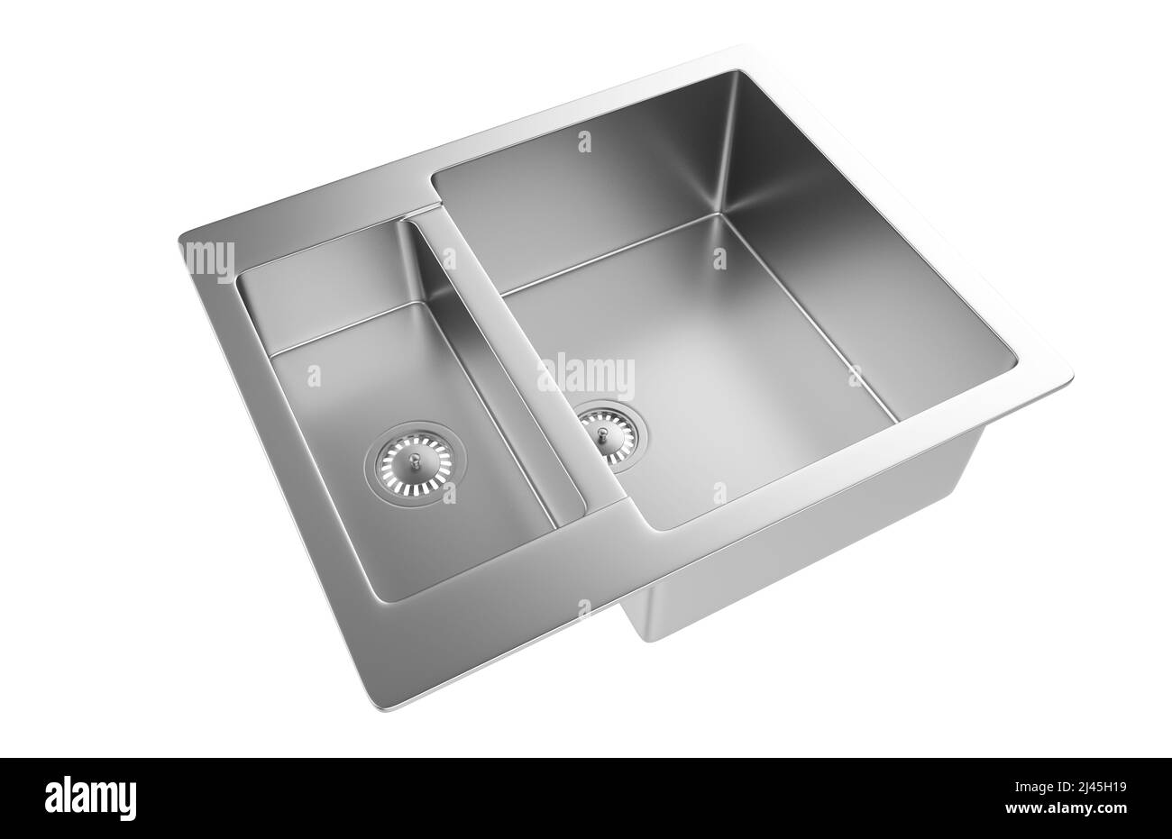 Évier de cuisine isolé sur fond blanc, 3D rendu. Banque D'Images