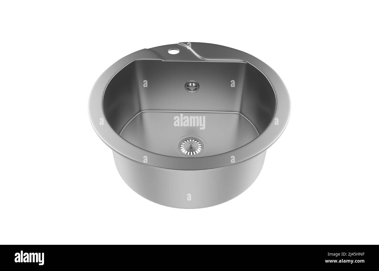 Évier de cuisine isolé sur fond blanc, 3D rendu. Banque D'Images